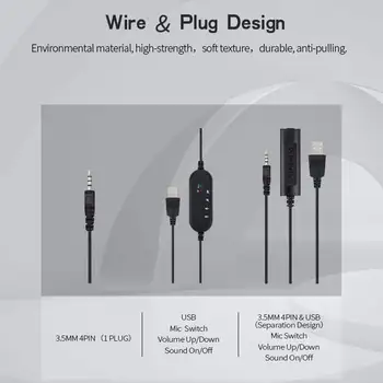 3.5mm/USB 電腦耳機,帶降噪麥克風,適用於聊天、網路教學、視訊會議等場景,立體聲有線耳機 8 最佳銷售 附麥克風的USB耳機 - №3
