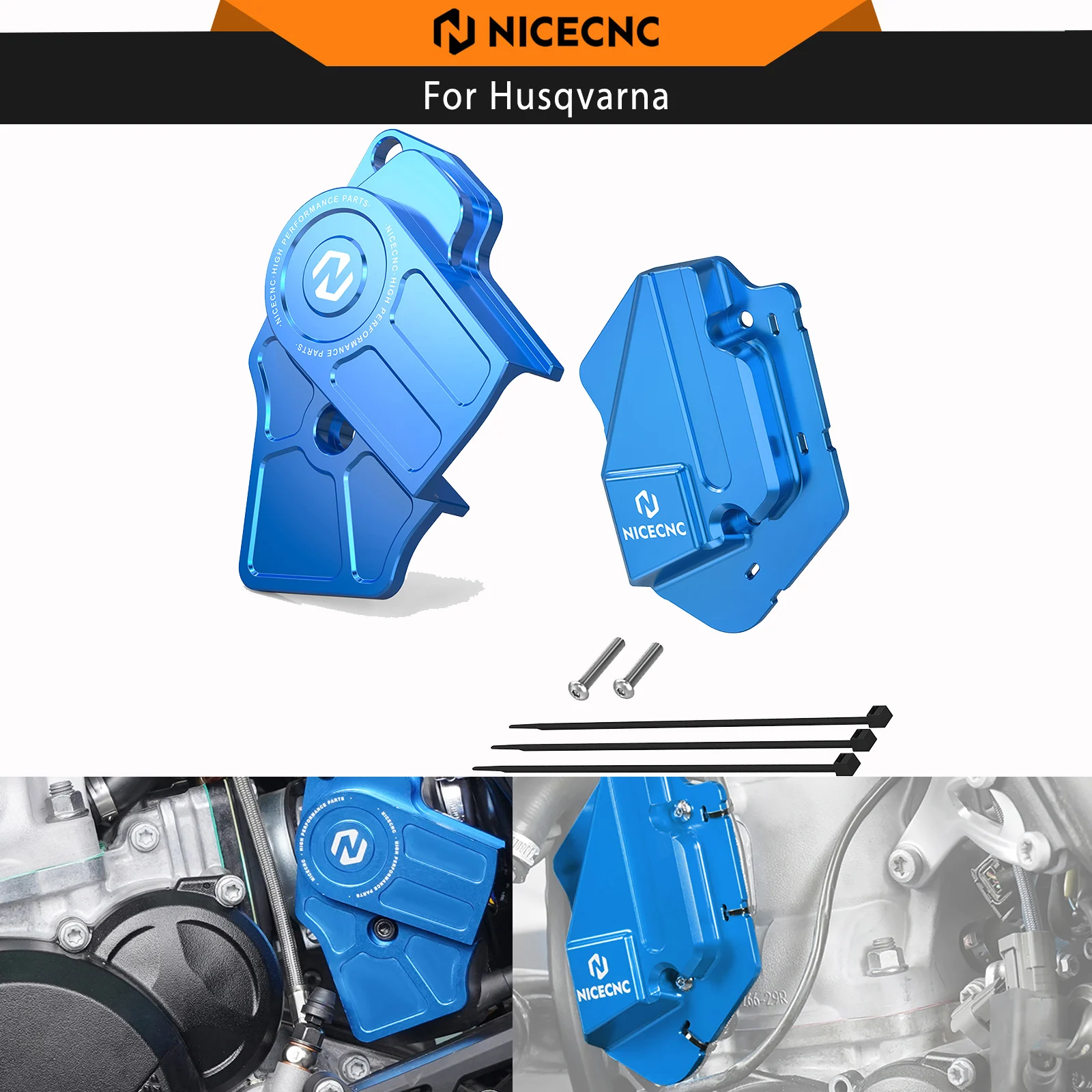 

NICECNC TPS Throttle Body Guard & Left Power Valve Cover For Husqvarna TE250 TE300 2024 TC125 TC250 TX300 2023-2024 Aluminum