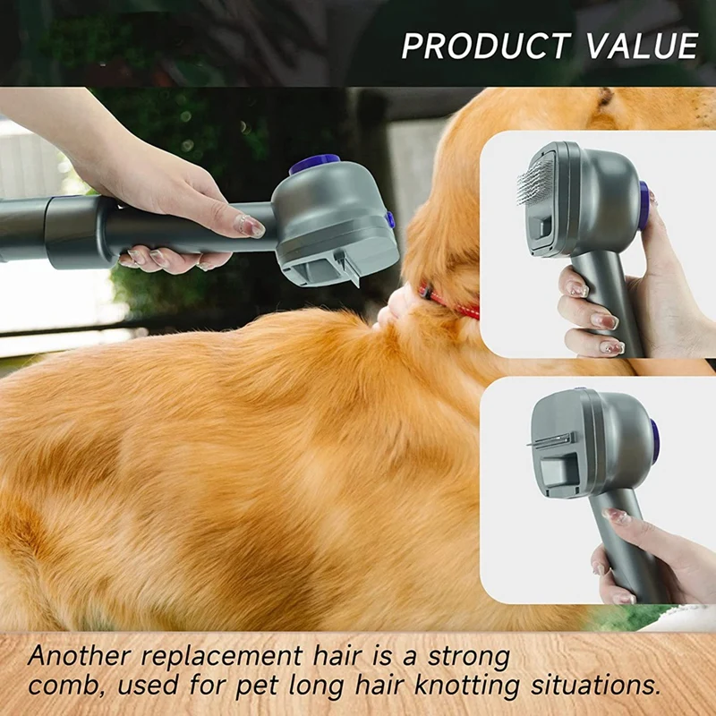 Pet Dog Or Cat Brush Hair Vacuum Attachment For Dyson V7/8/10/11,With Extended Vacuum Hose&Trigger Lock,Replacement Comb