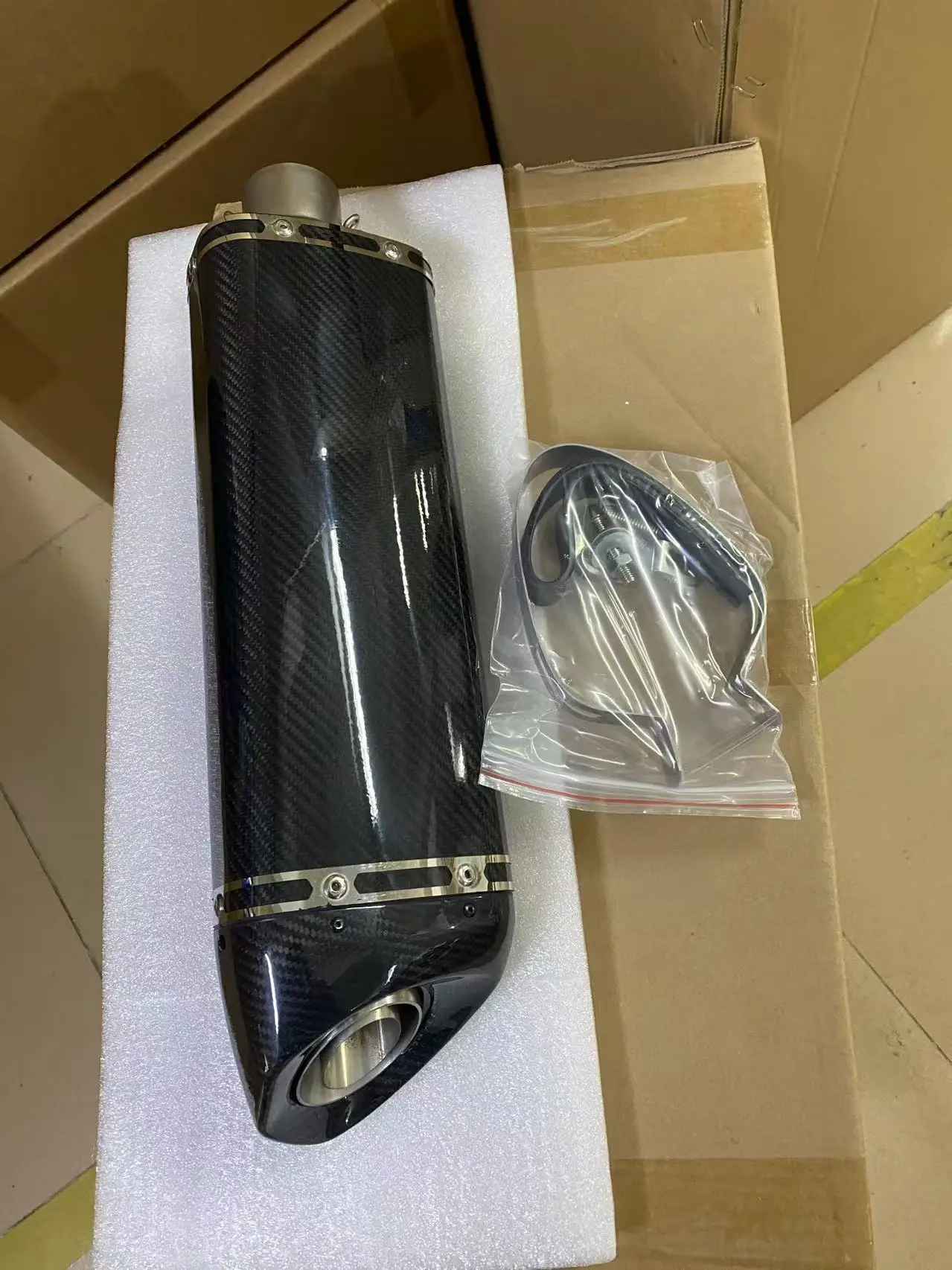 Universal 51mm Motorcycle Exhaust Pipe, Modified Carbon with DB Killer for GSX250R, R25, Z750, MT15, Duke250