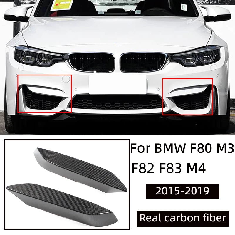 

Накладки на передний бампер из настоящего карбона для BMW F80 M3 F82 F83 M4 2015-2019-A53R, аксессуары для декора автомобиля