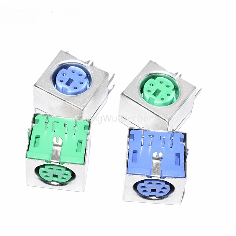 5PCS PS-2 PS2 Connector for Keyboard / Mouse Blue Green 7pin+2pin Socket ROHS 2 Colors
