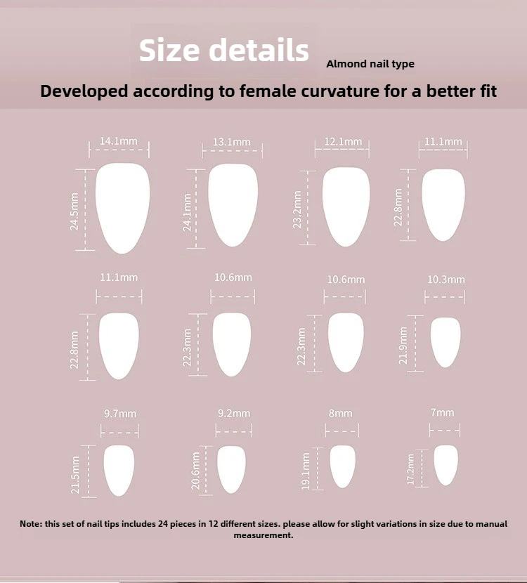 24 STKS Amandel Druk op Nagels met Liefde Blauw Wit Vuurwerk Bloemenprint Manicure Franse Zoete Kleur Ontwerp Verwijderbare Kunstnagels