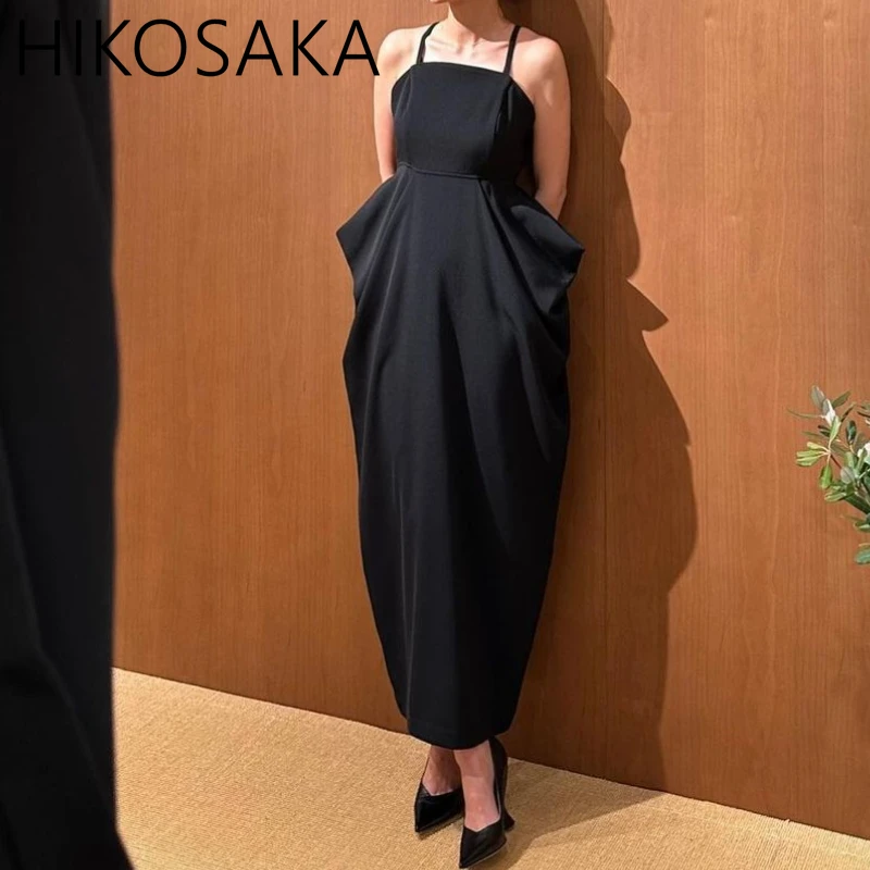 

2024 New Japan Style Chic Slip Dress Women High Wasit Wrap Pleated Slim Midi Robe Female Solid All-match Elegant Vestidos Mujer