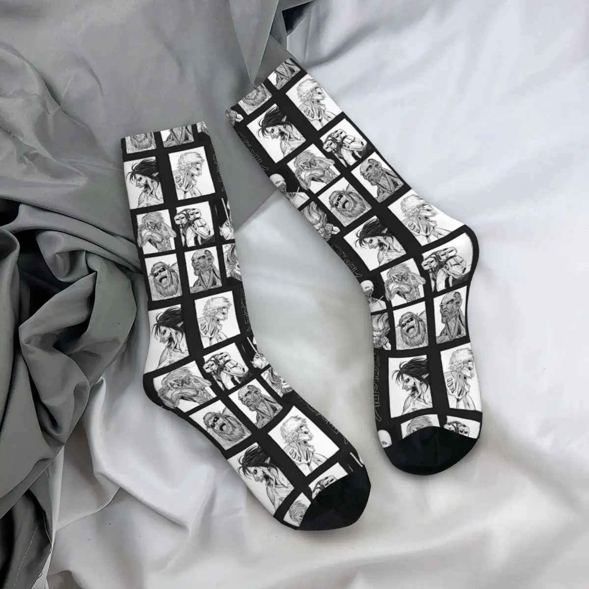 Harajuku Attack On Titan Shingeki No Kyojin Basketball Socks Polyester Crew Socks for Women Men