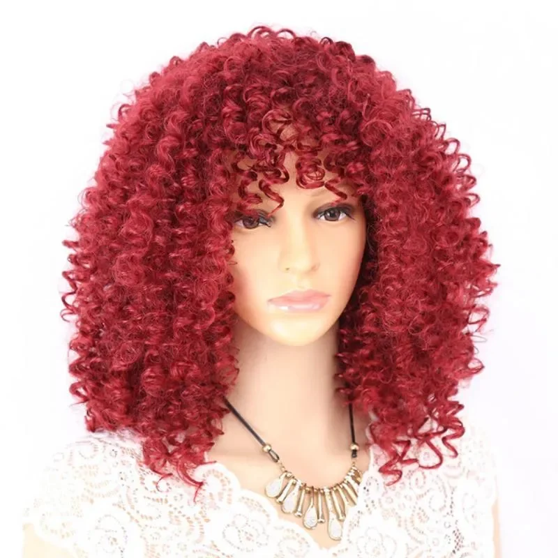 Peruca encaracolada com cabelo de bebê para mulheres, escolha cor e estilo, perucas completas de cosplay, vermelho, marrom, preto, loiro, bordô