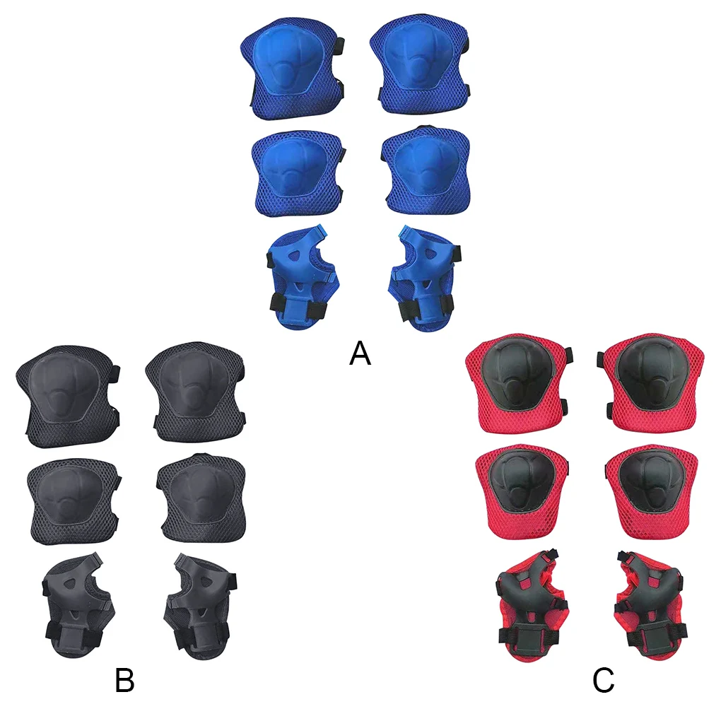 6 Pieces Children Skating Bike Protective Gear Knee Elbow Wrist Pads Skate Roller Protector Sports Cycling Red