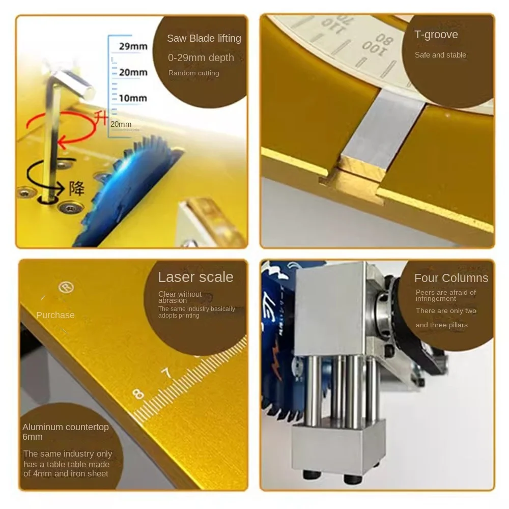 Multifunctional Table Saw Set 12V-24V Mini DIY Woodworking Jade Cutting Machine Mini Precision Desktop Sawing Machine 9000RPM