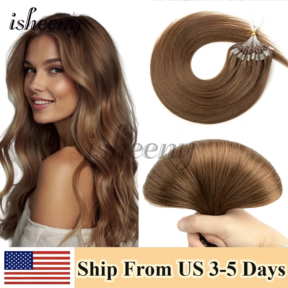 

Isheeny Micro Loop Наращивание волос Модные прямые машинные человеческие волосы Remy для женщин Легкая установка дома 30 г/упак. 12-20 дюймов