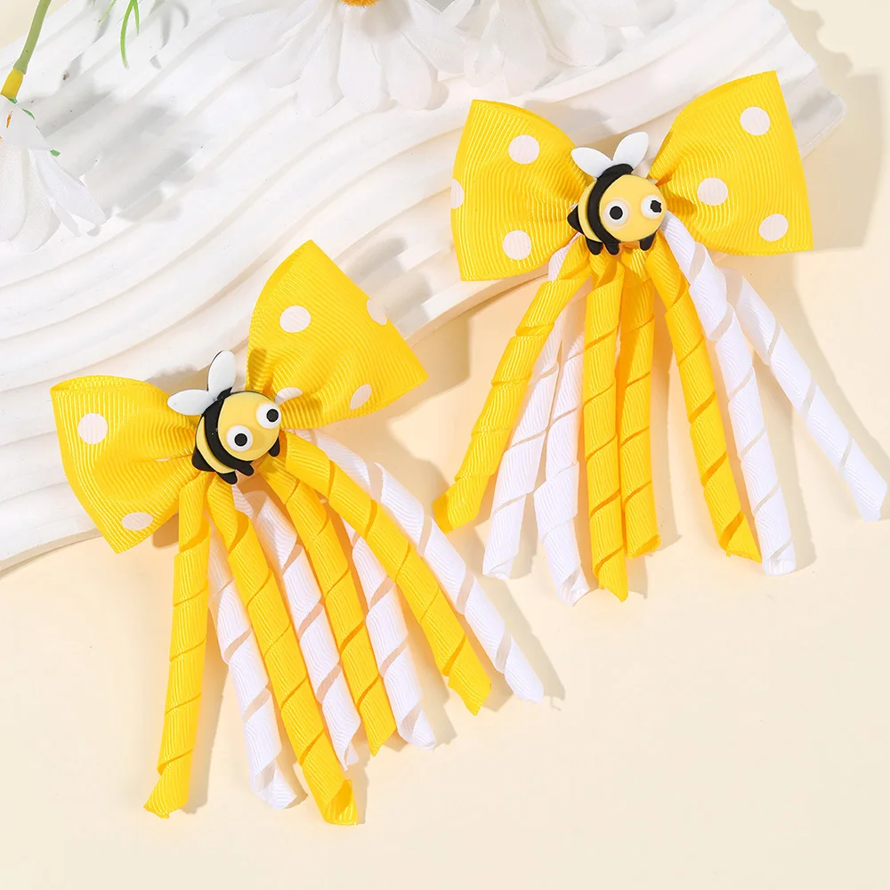 2Pcs Cute Bees Ladybug Hair Clips Insect Ponytail Hairpin Girls Kids Children's Trendy Animal Playful Headwear Hair Accessories - view 5