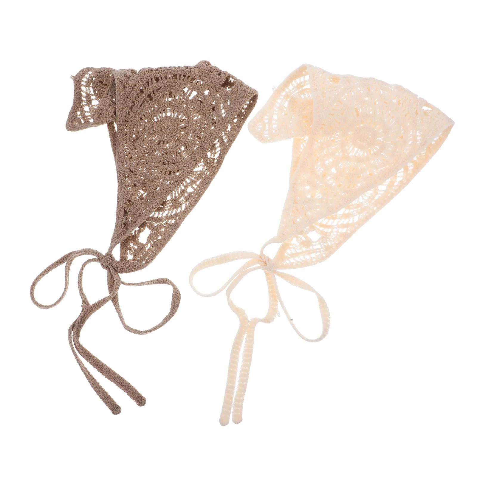 

2Pcs Jacquard Crochet Bandana Headband Stylish Triangle Hair Scarf Daily Wear Decorative Hair Accessories for Women Girls