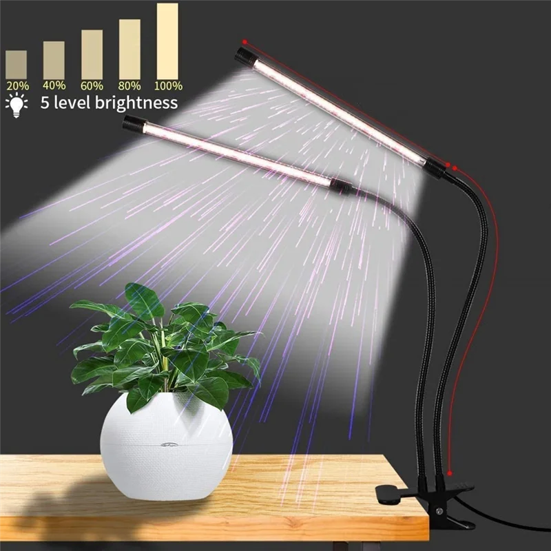 مصباح نمو النبات بمشبك كامل الطيف مع مصباح LED أبيض وأحمر للنباتات الداخلية واجهة USB قابلة للتعتيم
