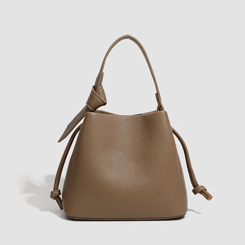 

New women's PU leather lazy style portable bucket bag autumn and winter Sle unique design multi-functional shoulder crossbody ba