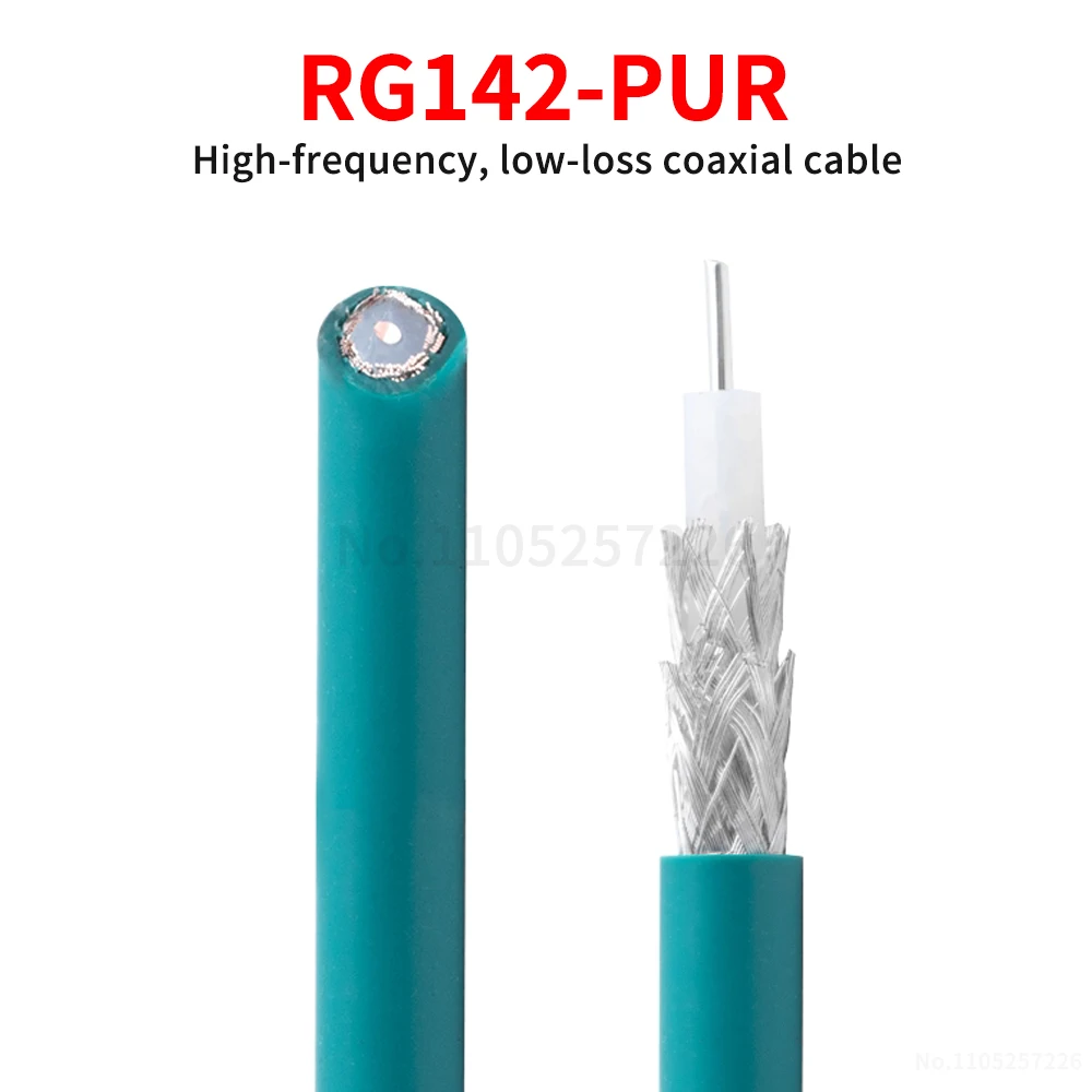 

RG142-PUR Ultra-Flexible RF Coaxial Cable, Green, Silver-Plated, 50 Ohms, 50-3 High-Flex Coaxial Cable (1 pcs)
