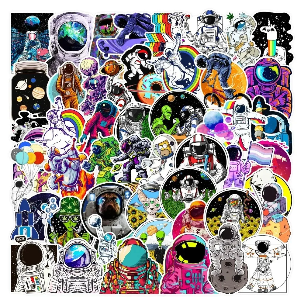 50pcs Cartoon Astronaut Alien Anime Stickers Pack Laptop Phone Skateboard Motorcycle Car Waterproof Sticker for Kids Toy