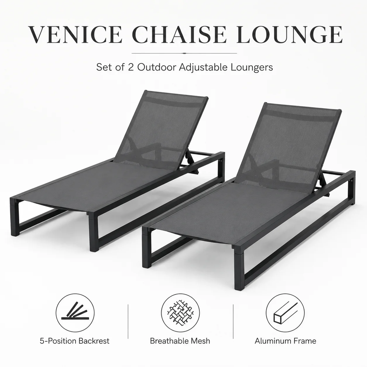 Outdoor Furniture Recliner Set - Set of 2 Outdoor Chaise Lounge