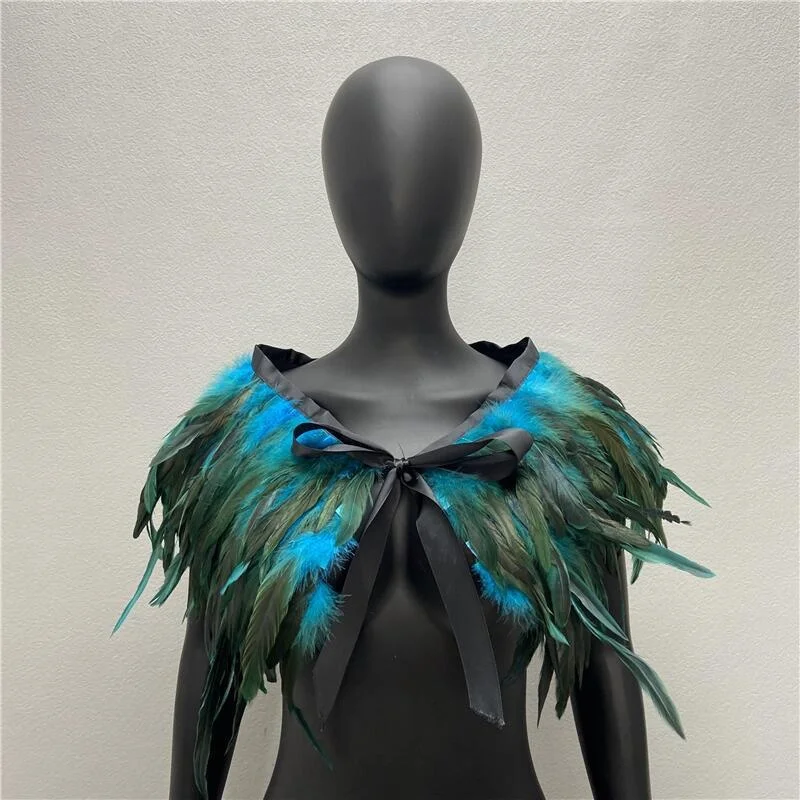 Three-layer Feather Halloween Neck Scarves designer luxury Woman Shawl Snood Gothic Style Scarf Women Shawls Apparel Accessories