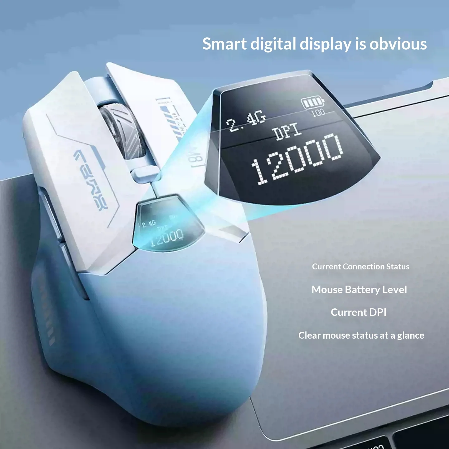 LINGBAO M8 Wireless Gaming Mouse Intelligent Display Screen PAW3311 Sensor 12000DPI Mouse For FPS Valorant PC Gamers