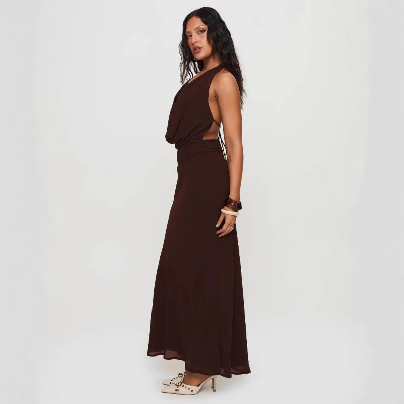Princ Polly Sexy Low Cut V Ne Svel Slim Fit Langes Dr Faionable Kleid Hohe Taille A-Linienrock Frühlingsaison