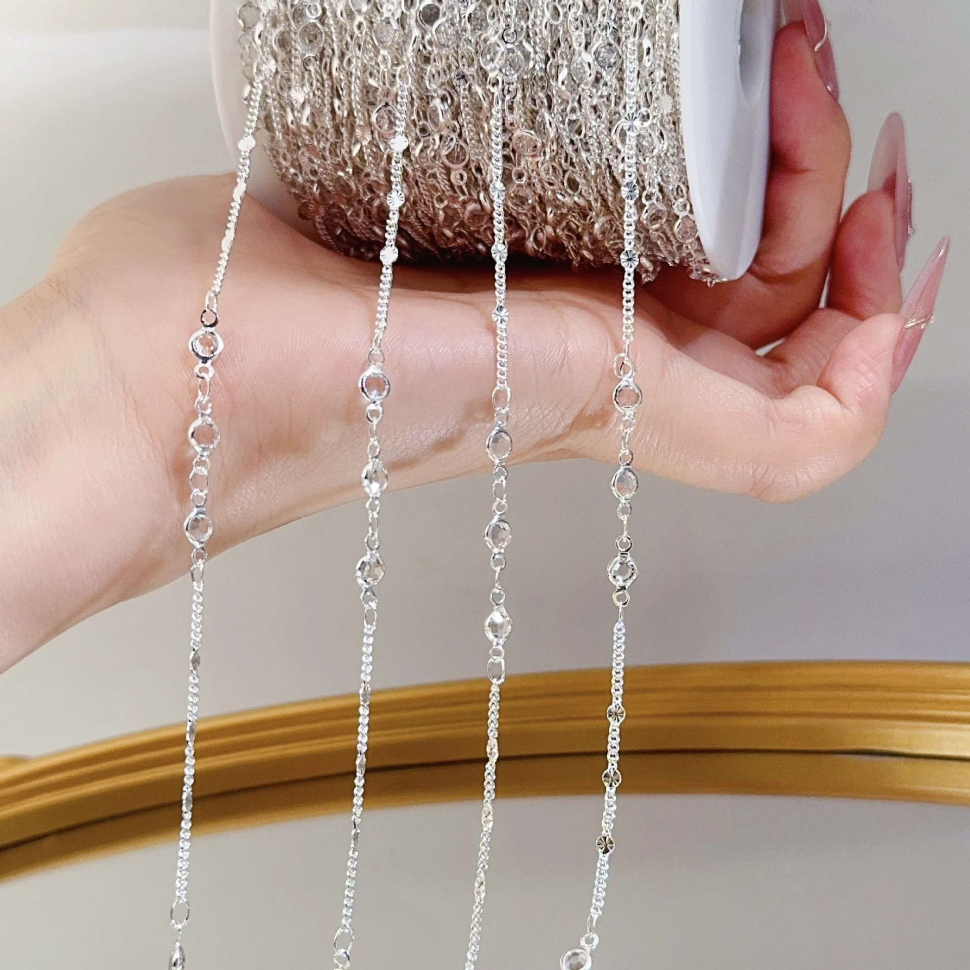 0.5/1Meter Red Crystal Beaded Chain Sequins Tassel Chain DIY Jewelry Making Necklace Pendant Clothing Bag Decoration Accessories image 3