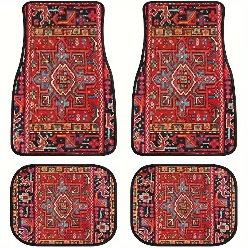 Car Foot Mats Universal Bohemian Style Car Foot Mats Carpet 4 Pieces Dirty Resistant Front and Rear Mats Set Car Accessories