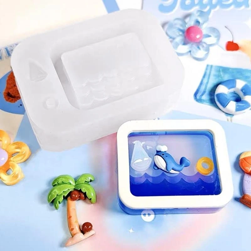 T4MD Square Frame Silicone Mold Resin Shaker Filler for Filling Craft