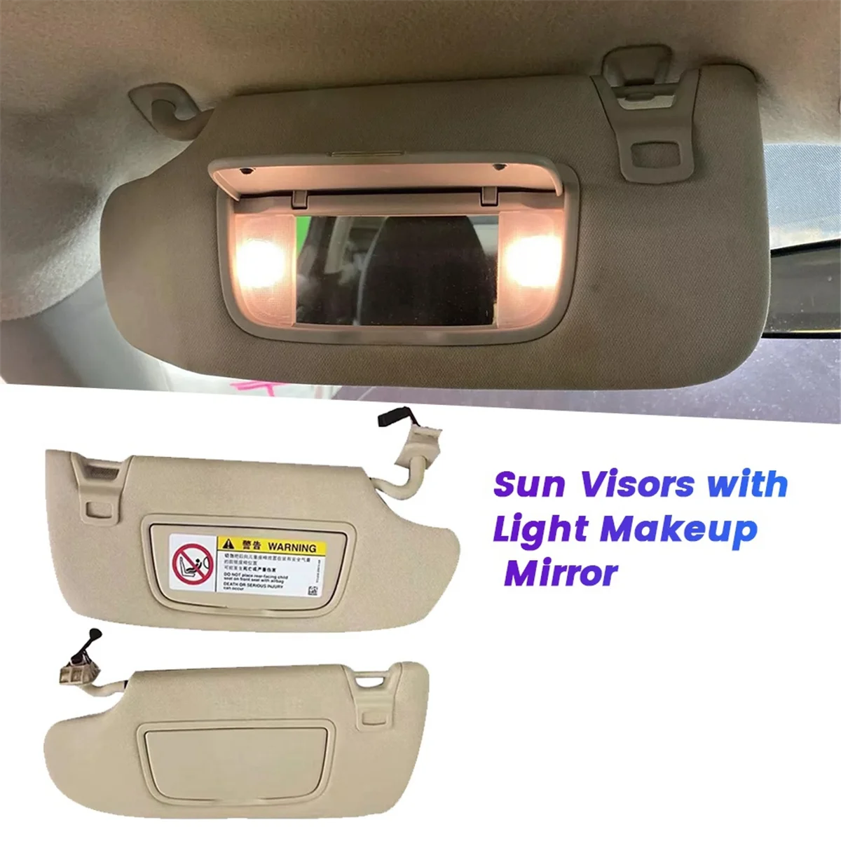 1Pair Car Sun Visors Makeup Mirror DS73-F04101 DS73F04100UJ3DN1 for Ford Mondeo Edge Taurus 2013-2019 Sunshading