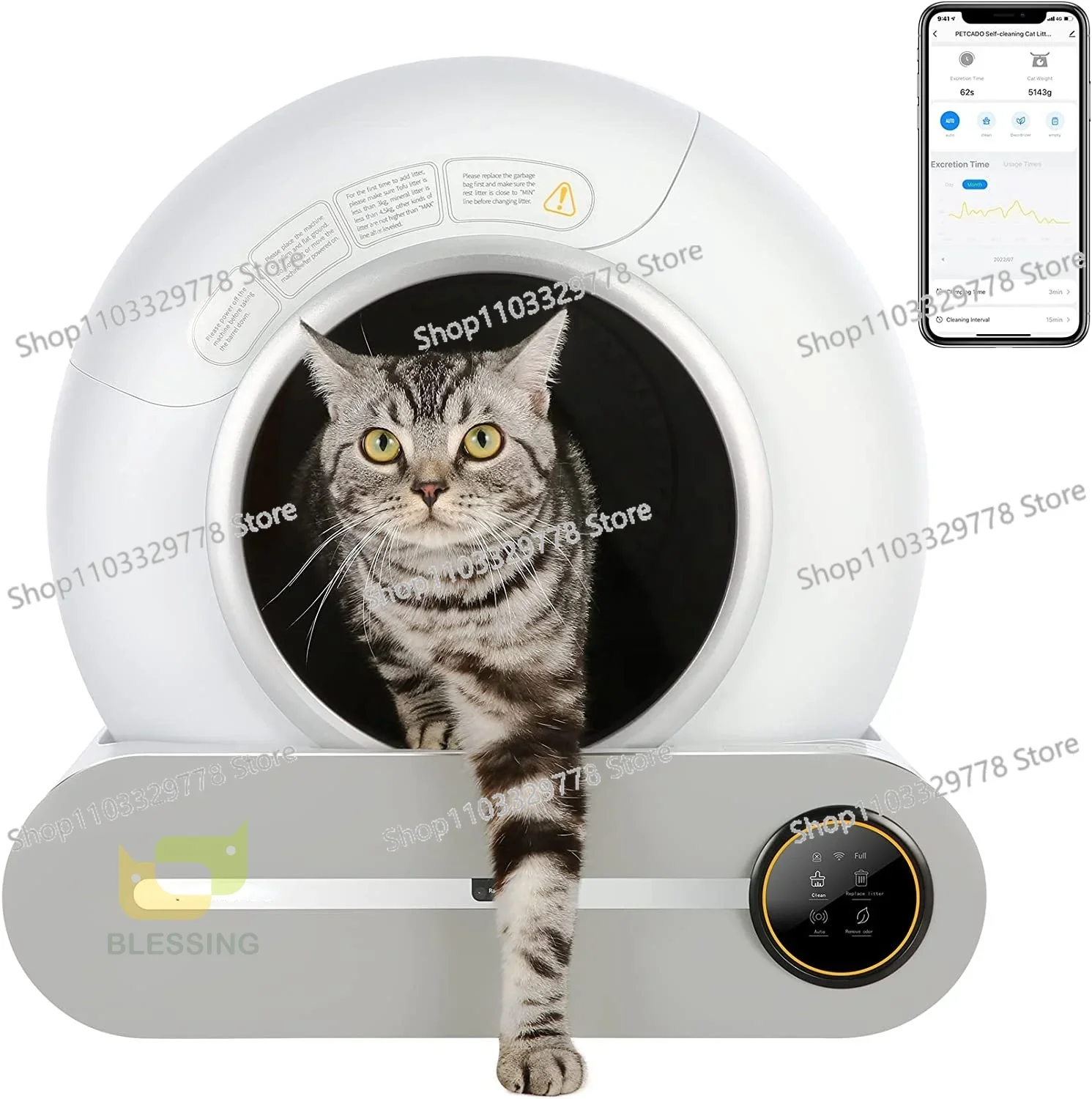 Quick Self-cleaning Big Cat Toilet Automatic APP Remote Control Automatic Cat Litter Box