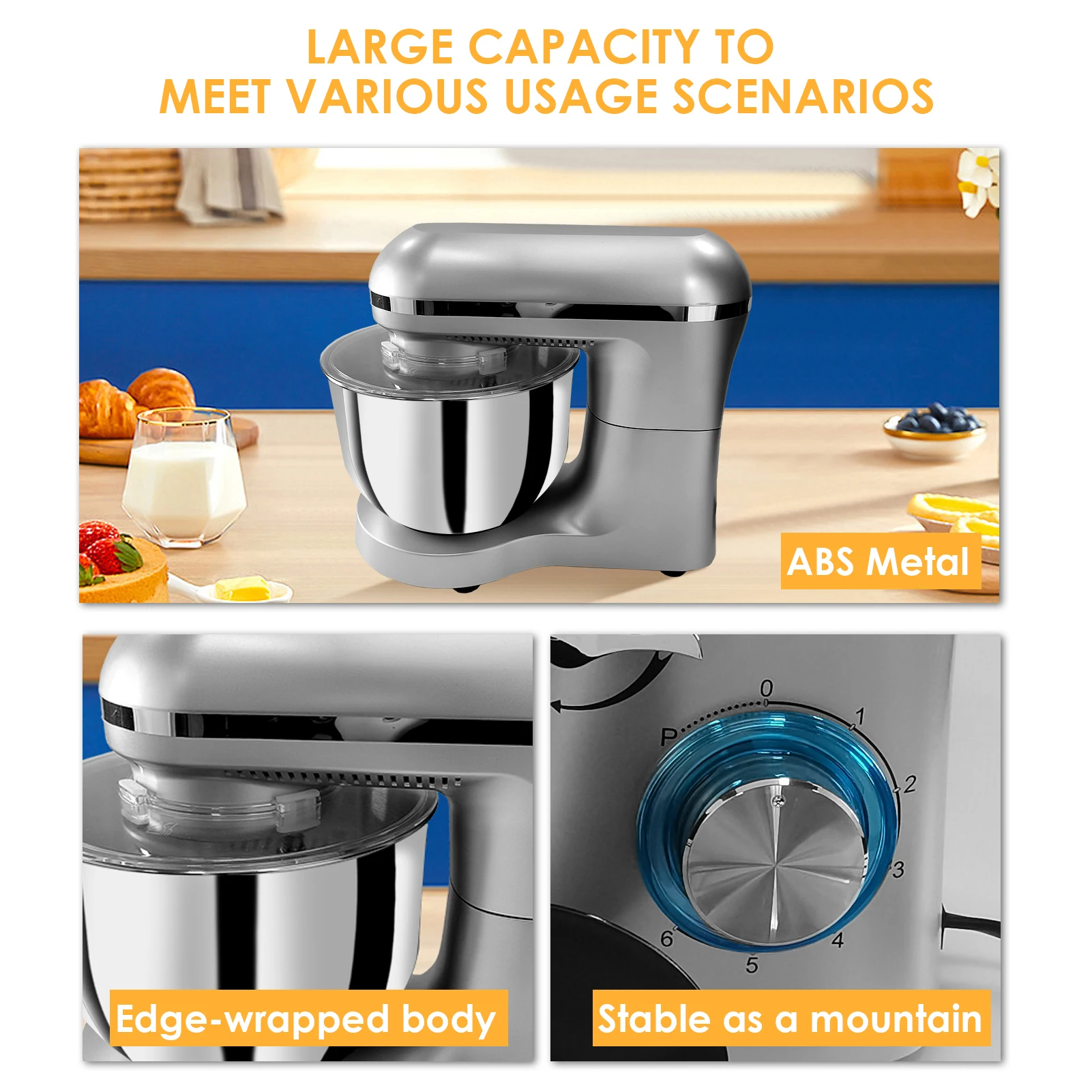 Miksery kuchenne Elektryczne miksery domowe Potężny blender, mikser do ciasta z odchylaną głowicą i misą do mieszania do większości zastosowań w gotowaniu i pieczeniu w domu