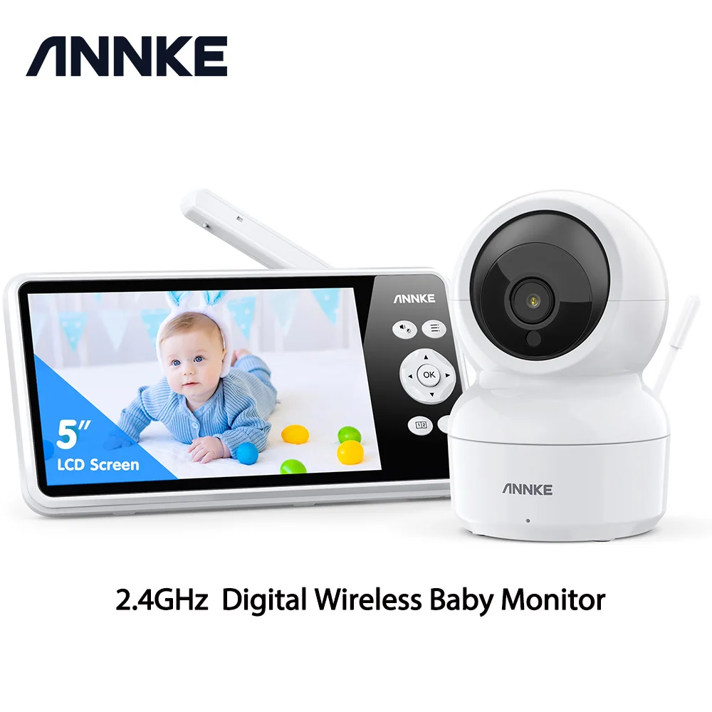 ANNKE 1080p 5 Inch  HD Video Baby Monitor with Camera 2.4G Wireless 2X Zoom Night Vision Surveillance Security Camera Babysitter