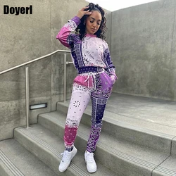 Bandana Print Two Piece Tracksuit Women Set Clothes Sweatshirts and Sweatpants Set Fall 2 Piece Sets Womens Outfits Sweat Suit