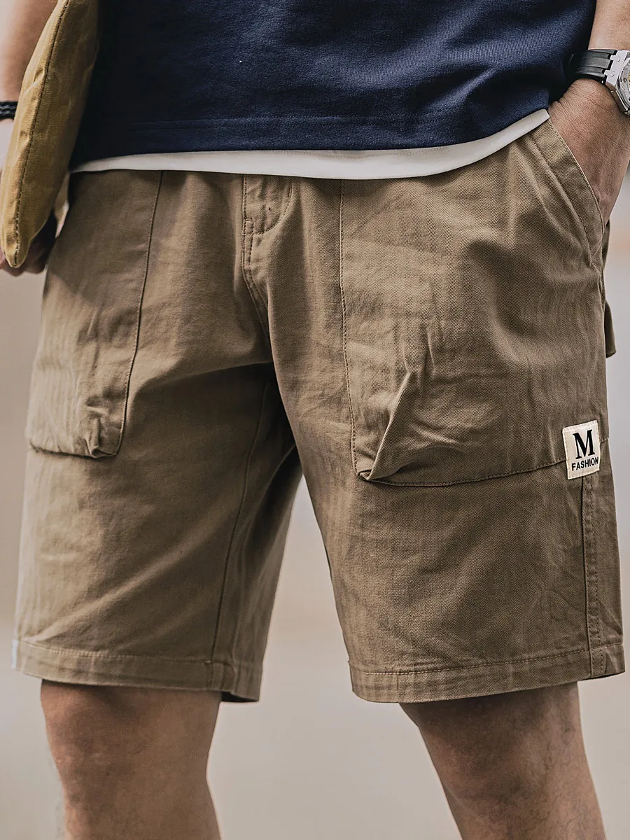 

Мужские рта большого размера в американском стиле ретро, летние свободные прямые повседневные брюки «пять четвертей», молодежная городская рабочая одежда цвета хаки Faion