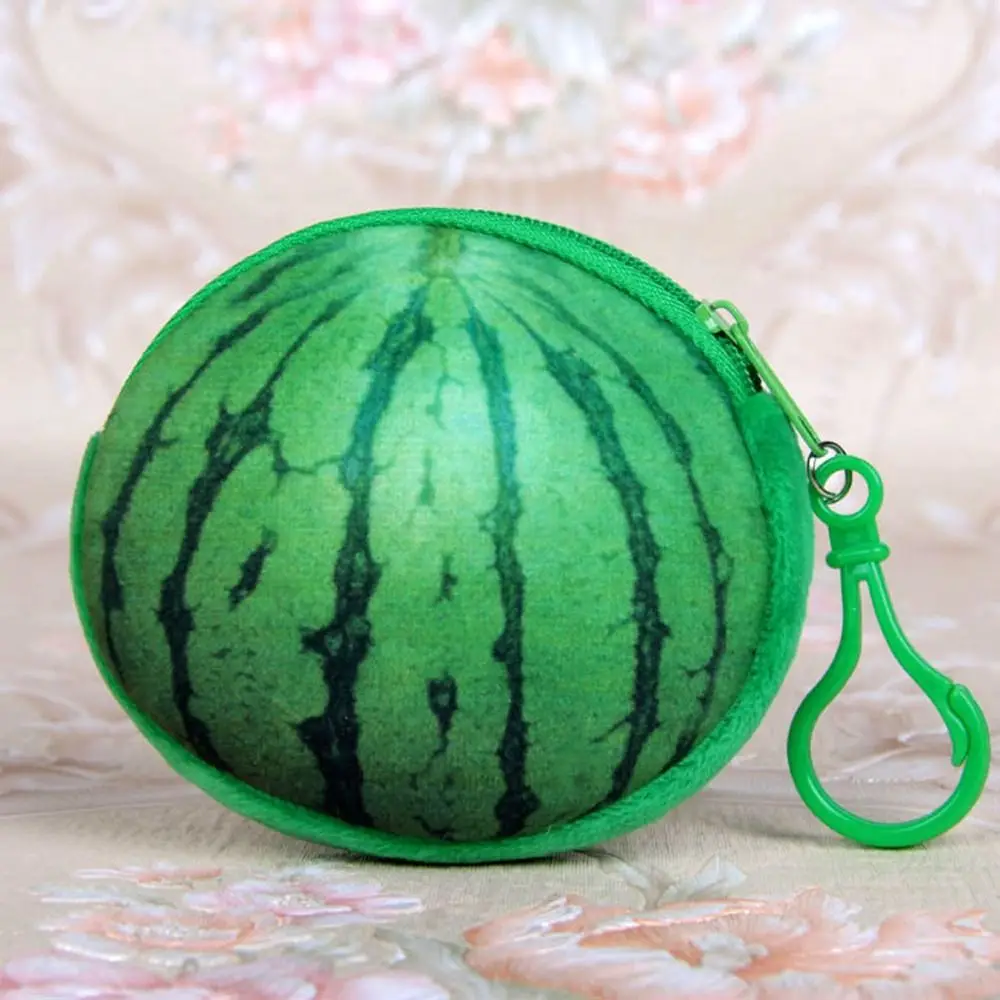 Милый кошелек для монет с фруктами арбуза, персик, клубника, клубника, держатель для карт, кошелек на молнии, кошелек на открытом воздухе