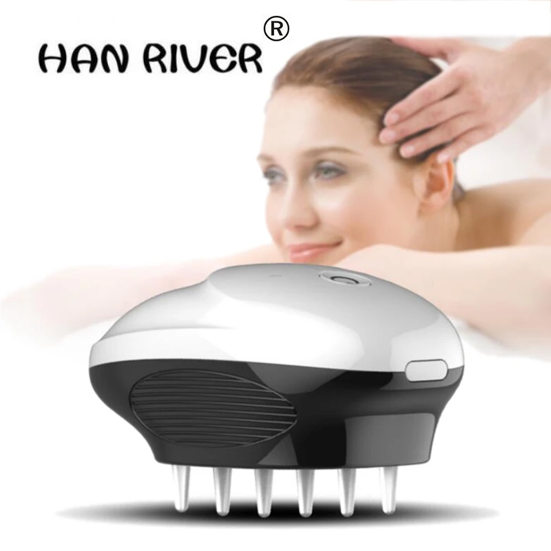 HANRIVER High quality ABS+TPE Head massager Mini electric meridian massage brush Headache multi-functional brain massage device