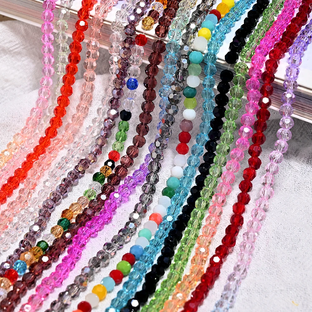 4 mm Fußball-Kristallperlen, facettiertes Glas, lose Distanzperlen für Schmuckherstellung, DIY-Armband, Halskette, Ohrringe, Zubehör