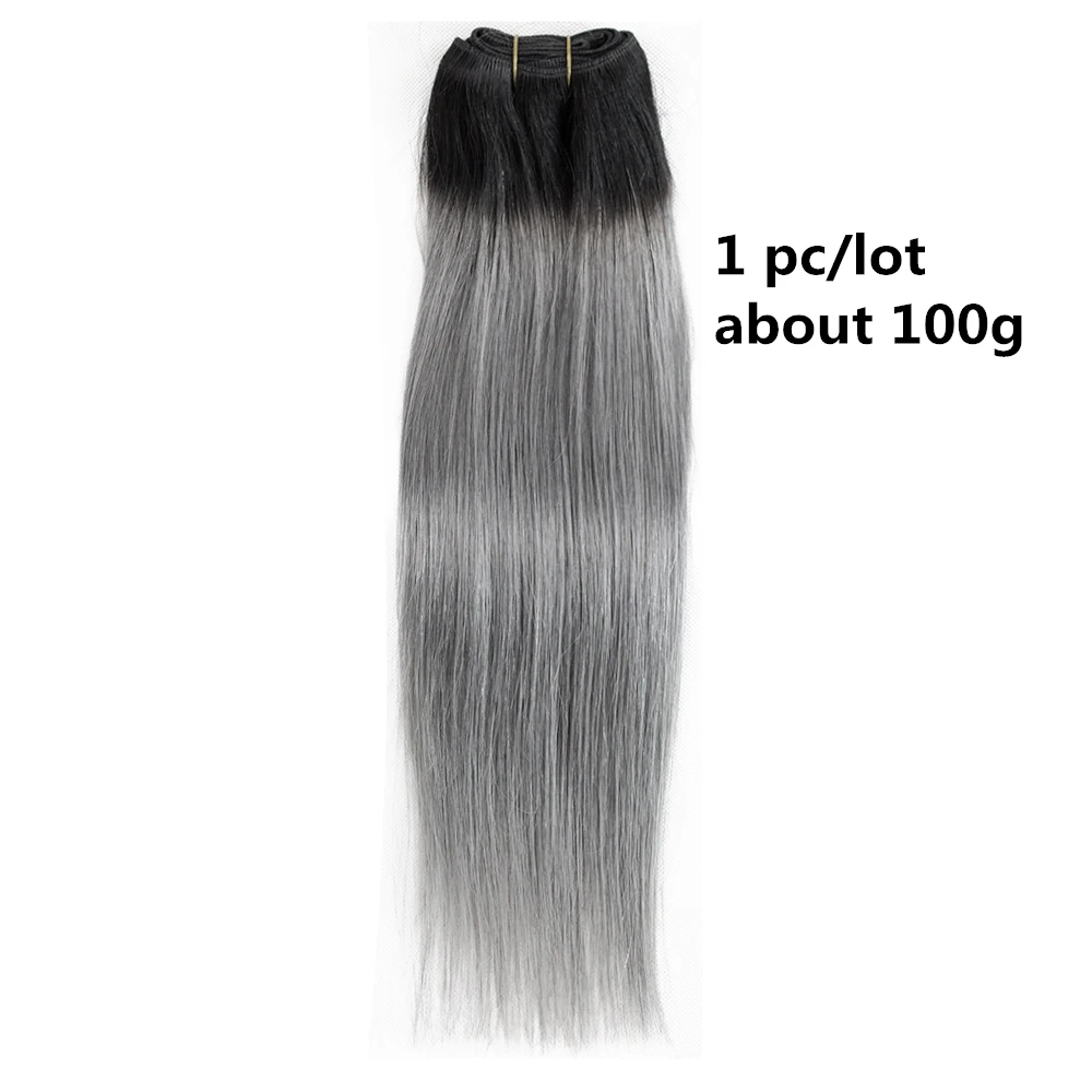 Dark Grey With Black Roots Straight Remy Brazilian Human Hair Extension Ombre Color Pre-colored Bundles 1pc/2pcs/3pcs Kisshair