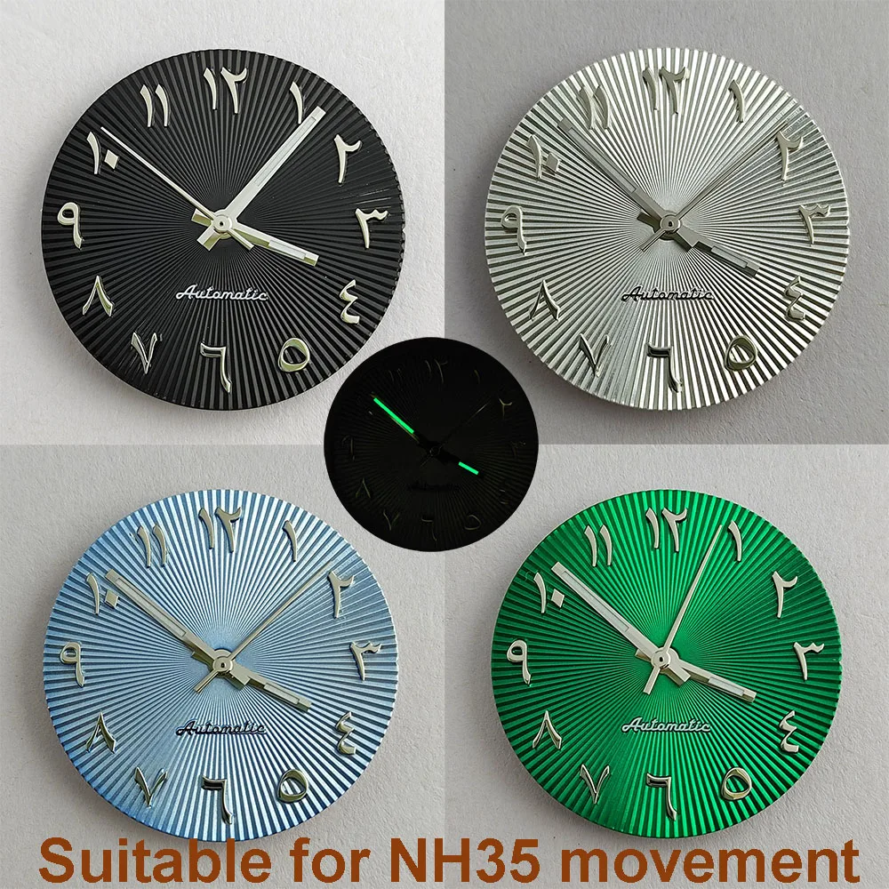 

high-quality 29mm NH35 dial silver nail Arabic alphabet dial suitable for NH35 NH36 movement