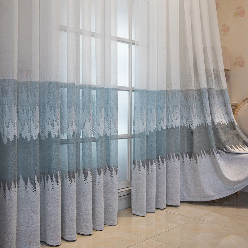 

Jacquard Lace Translucent Modern Curtains for Living Dining Room Bedroom Light Luxurious Balcony Gradient Color Window Panels