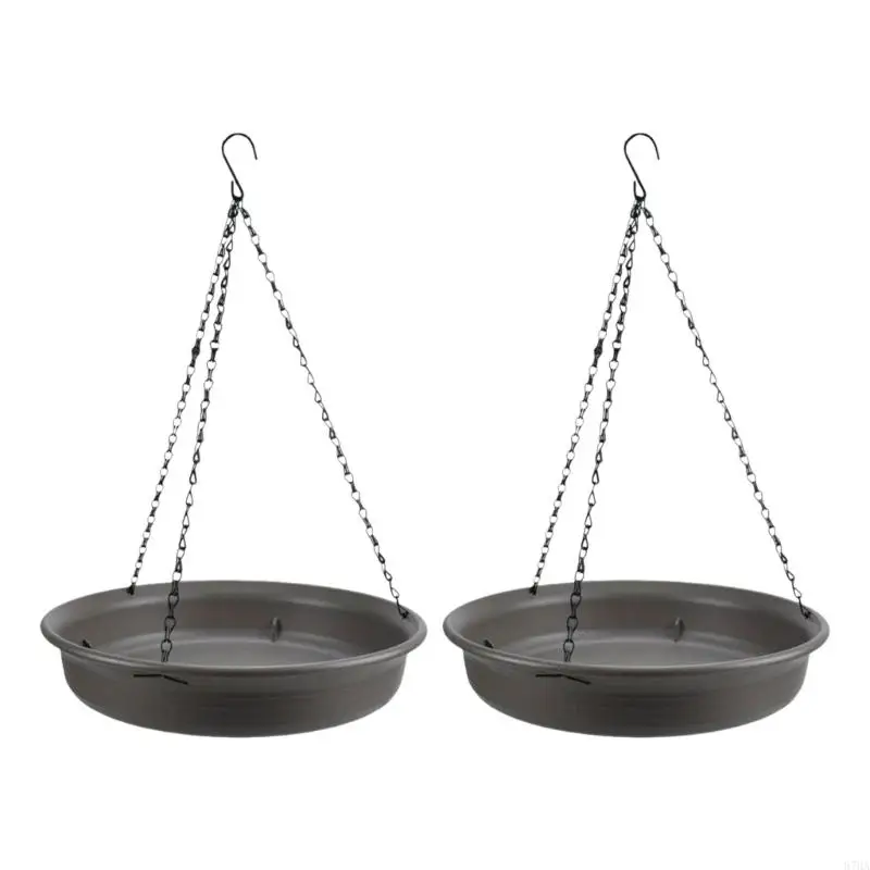 Pack of 2 Modern Metal Hanging Plant Stands Offering Versatile Placement Option for Home Decoration and Garden Spaces 87HA