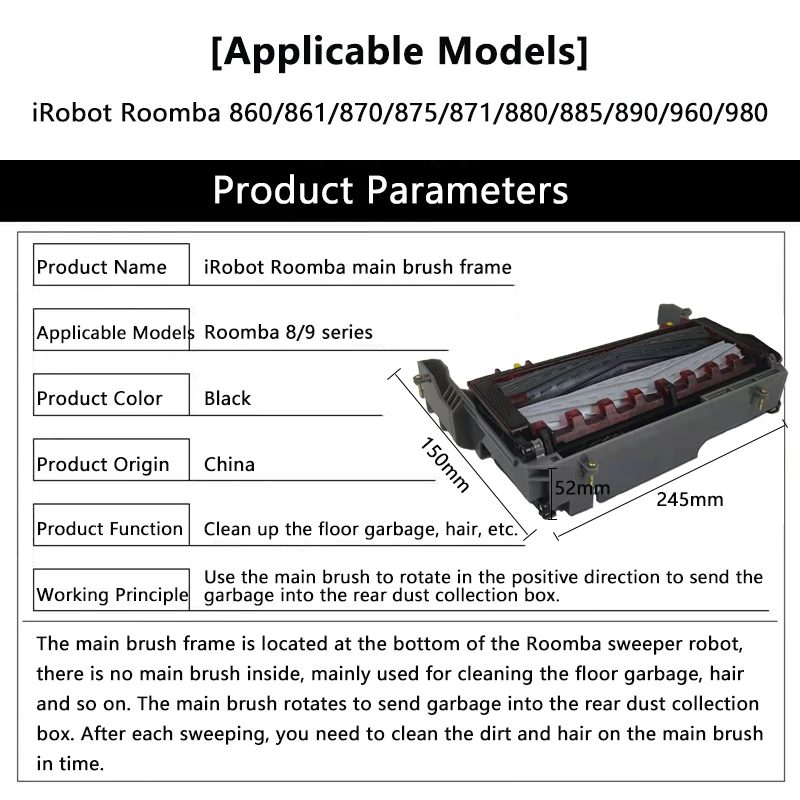 Original Main Brush Frame Compartment Parts For iRobot Roomba 500 600 700 800 900 Series Robot Vacuum Cleaner Home Accessories