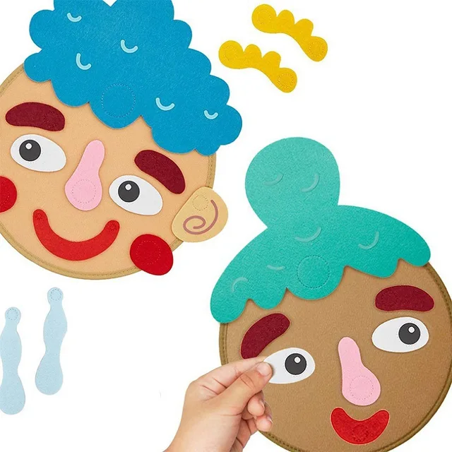 Naklejki emocjonalne dla dzieci DIY – Gra edukacyjna do nauki wyrażeń emocji, filcowe zabawki z twarzami emocjonalnymi