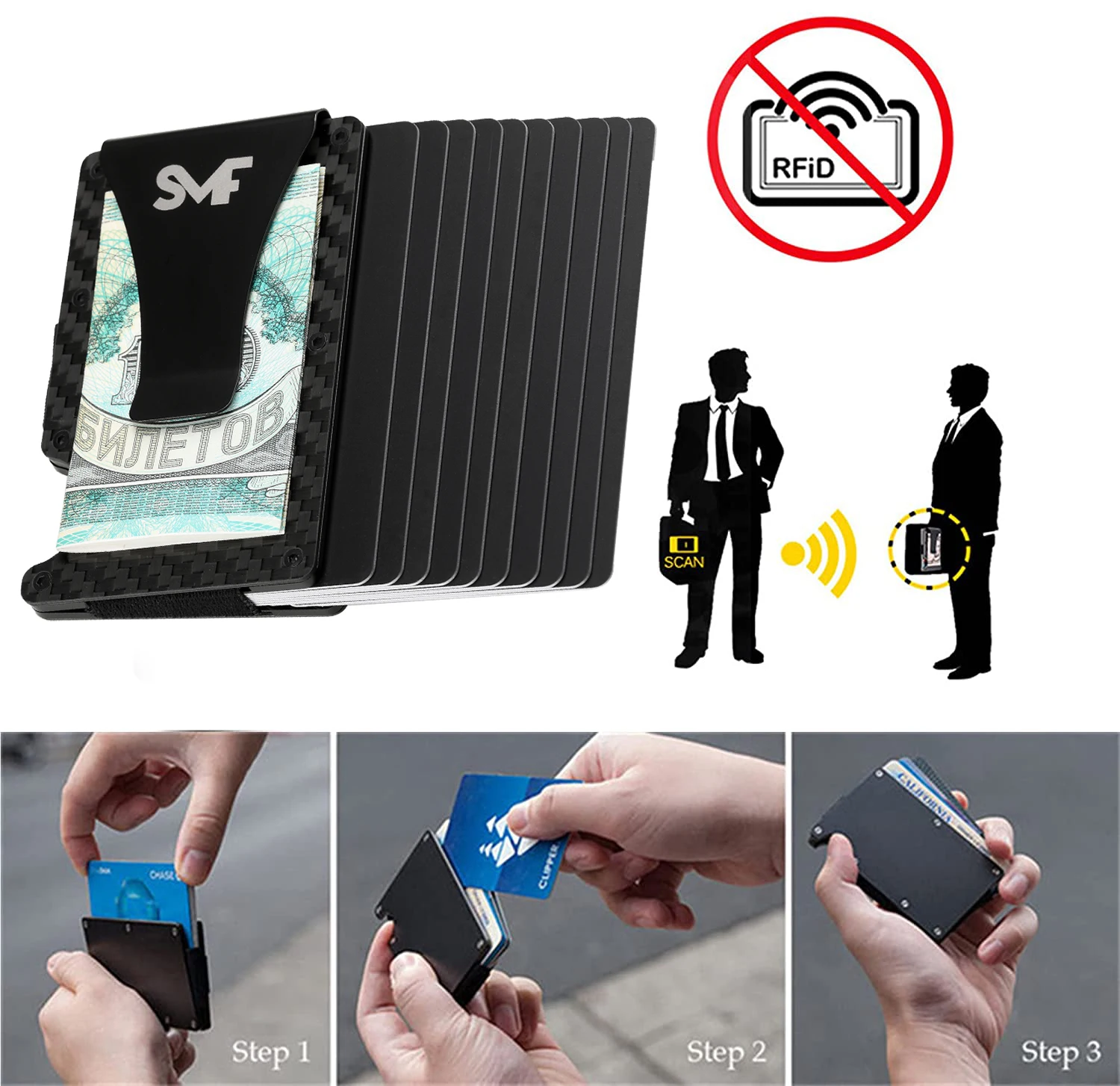 Porte-cartes en Fiber de carbone pour hommes, portefeuille de styliste en Aluminium, porte-cartes de crédit en métal minimaliste Rfid