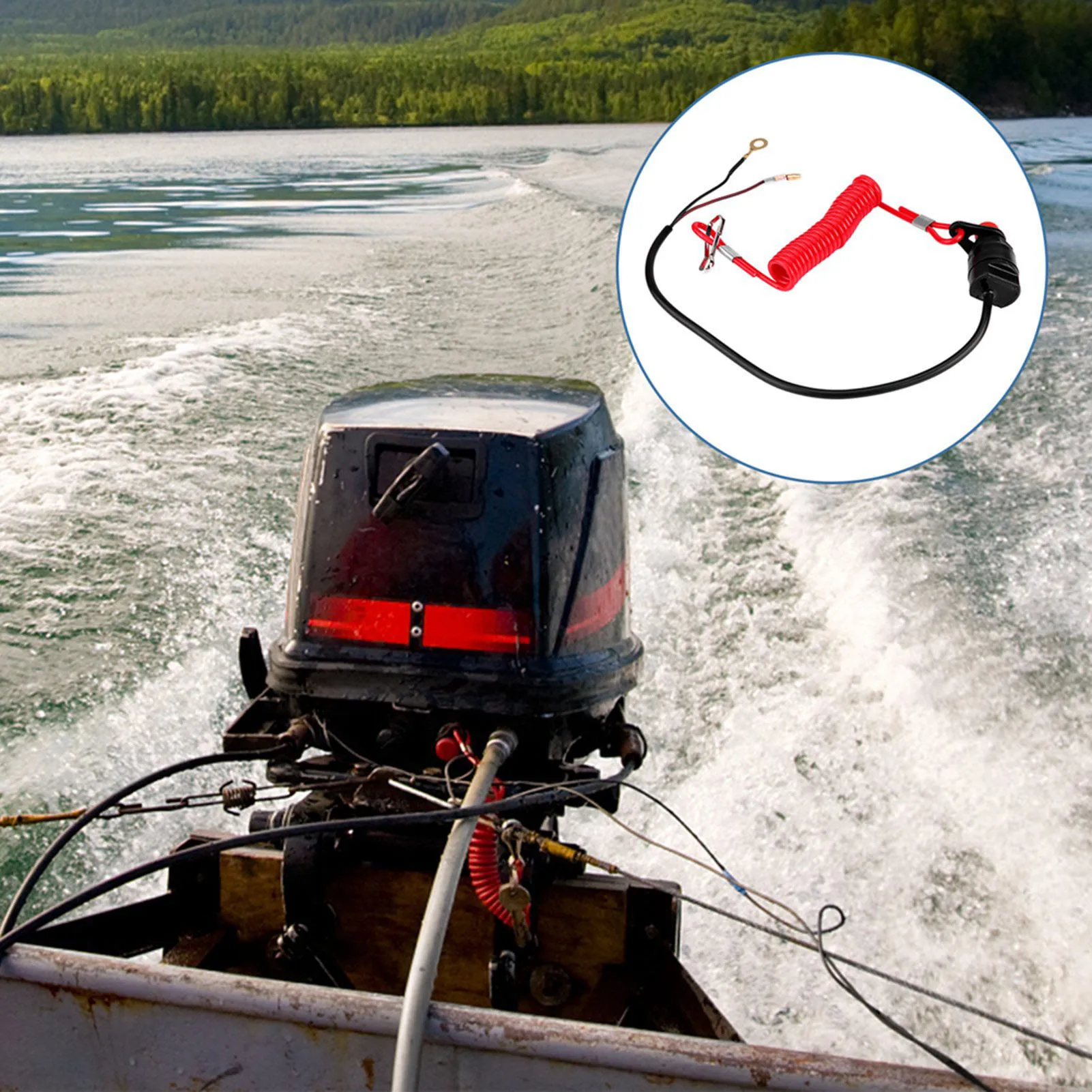 Motorcycle Outboard Lawn Mowers Emergency Engine Kill Stop  W/ Tether Lanyard Cord Outboard Engine Stop