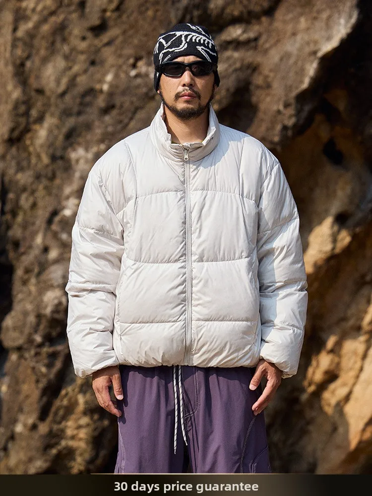 

Nted Retro Japanese Sle Pure Color Stand Collar down Jaet Winter Thi Warm Commute Bread Sle Outerwear Polyester Fiber