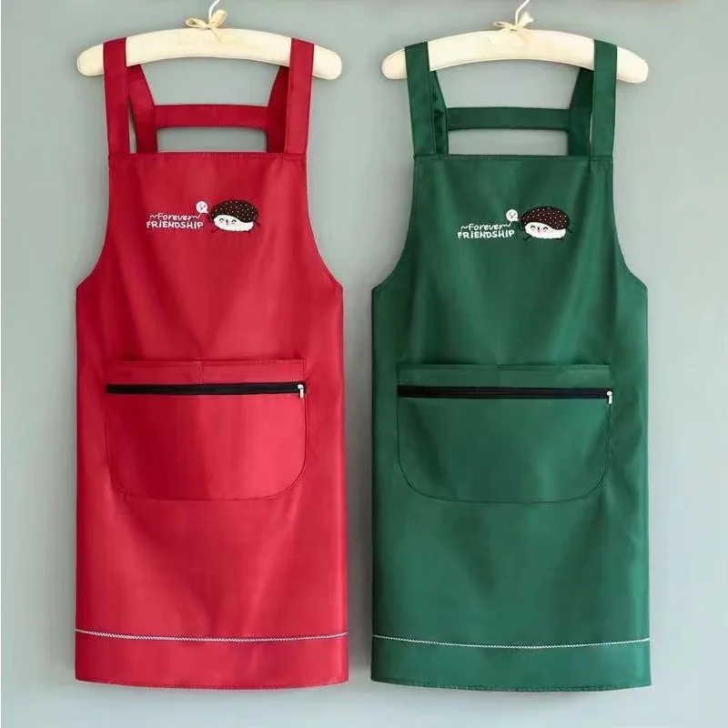 

Kitchen Cooking Apron Female Male Pocket Adjustable Waterproof Apron Baking Bar Restaurant Cafe Working Clothes