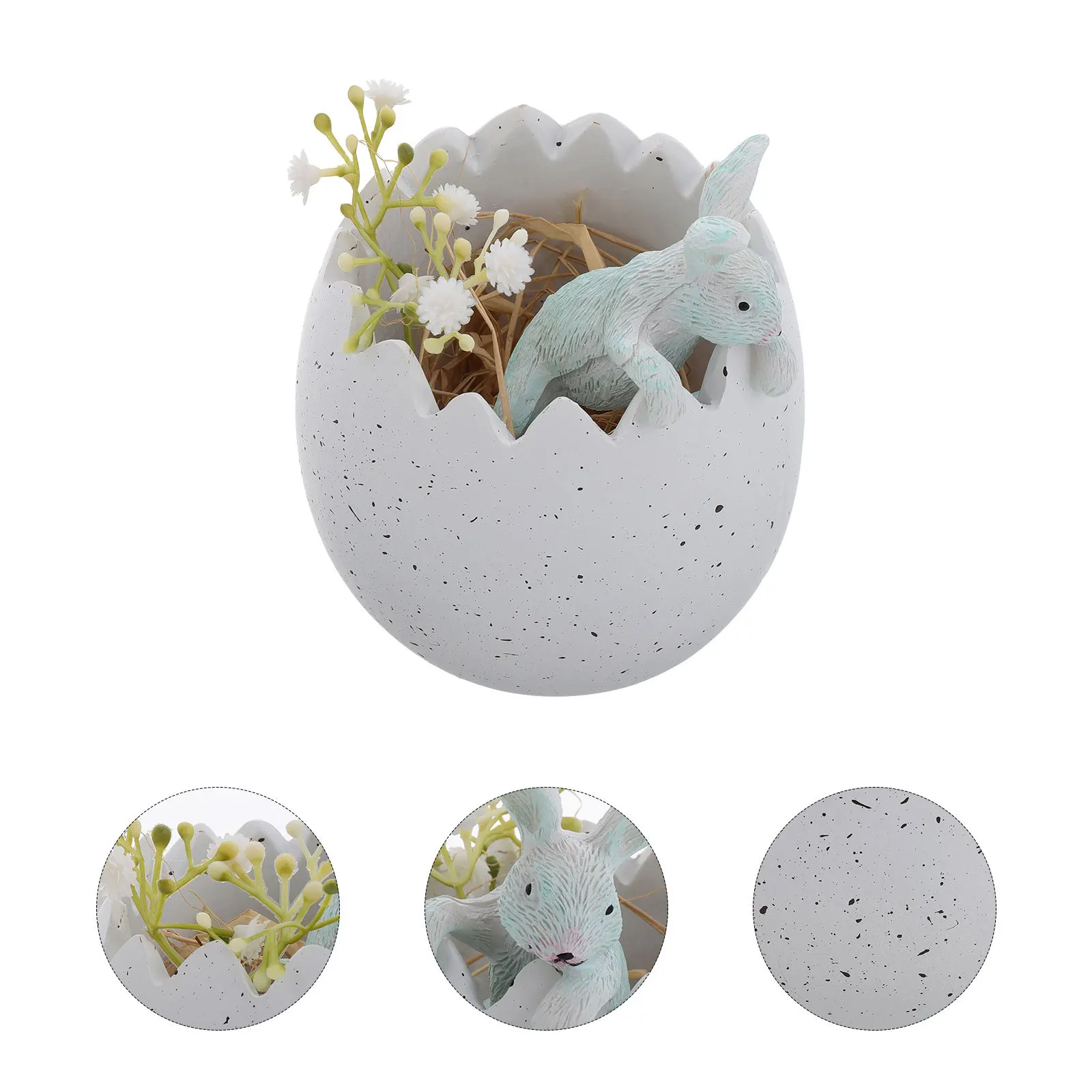 

Cracked Shell Flower Pot Easter Bunny Resin Mini Planter For Succulent Home Decor Garden Decoration Party Accessory