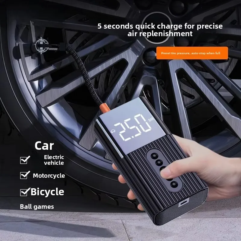 Motorcycle Air Pump Wired Digital Display Inflator Portable Air Compressor with Presta Valve LED Light Pressure Car Bicycle Pump