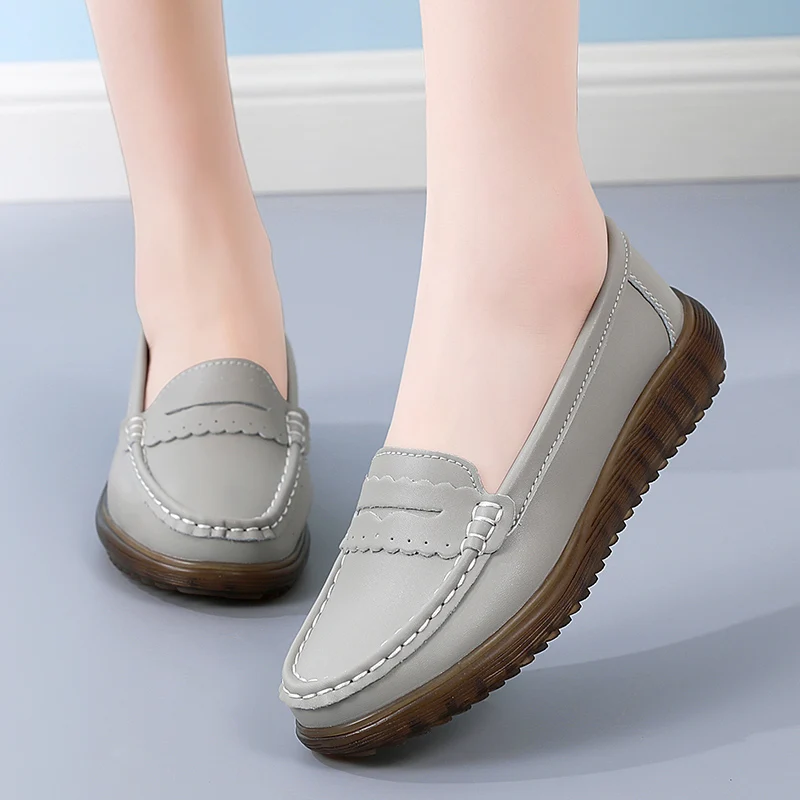 Hollow-out Woman Flats Genuine Leather Loafers Moccasin Mother Shoes Casual Women Luxury Brand Ballet Footwear Zapatos De Mujer