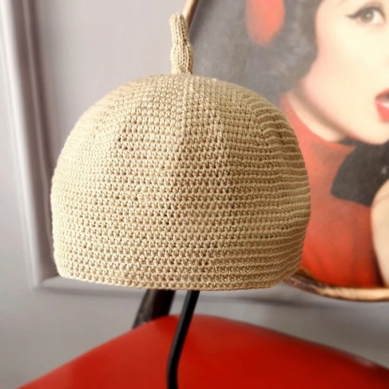 Gorros musulmanes para hombre y mujer, turbante de lana Kufi, Kippah islámico, seda de hielo, ganchillo, fino, verano, 0741