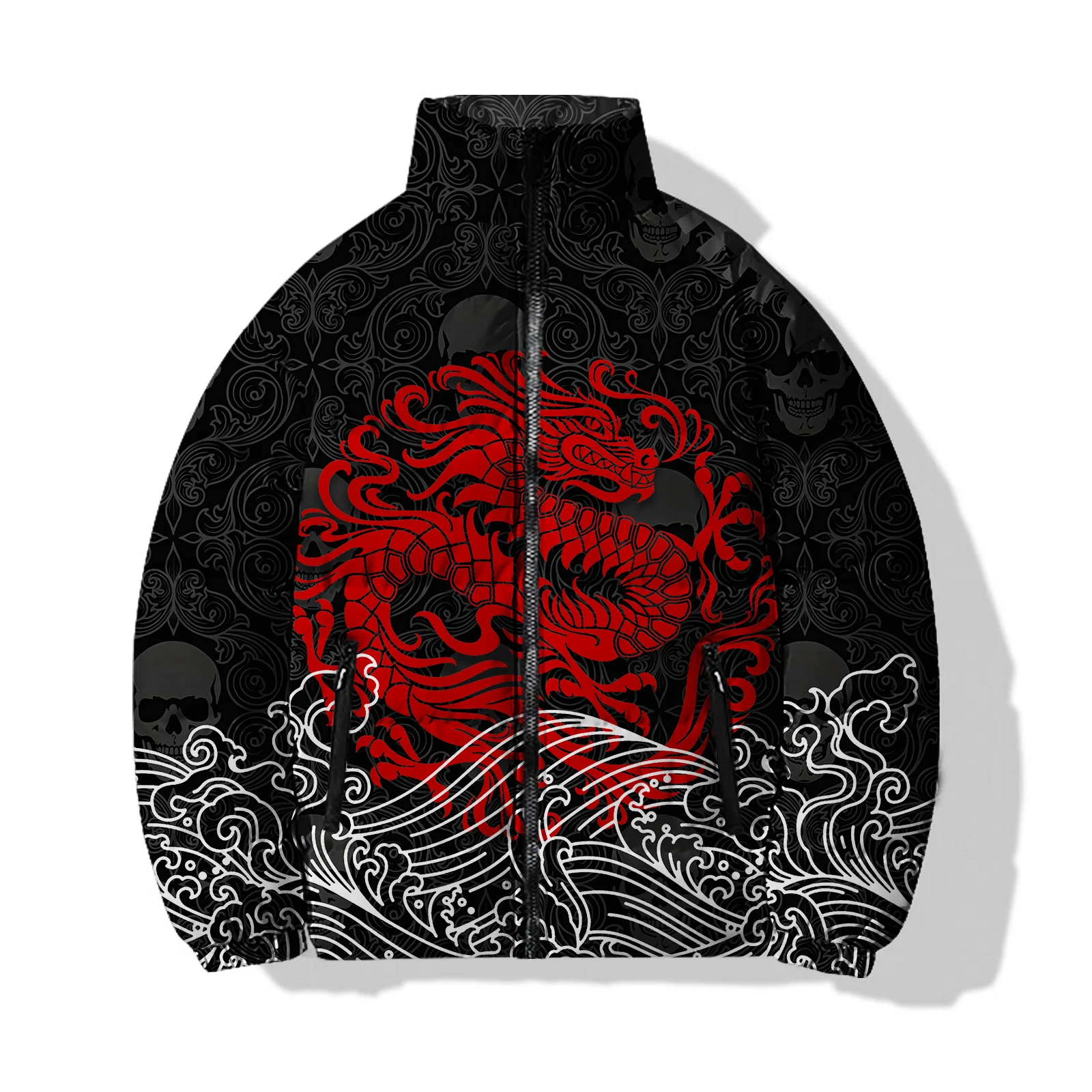 Fashion Dragon and Phoenix Print Parkas Casual and Versatile Men\'s Winter Coats Winter New Style Mens Clothing Jackets Man Coat